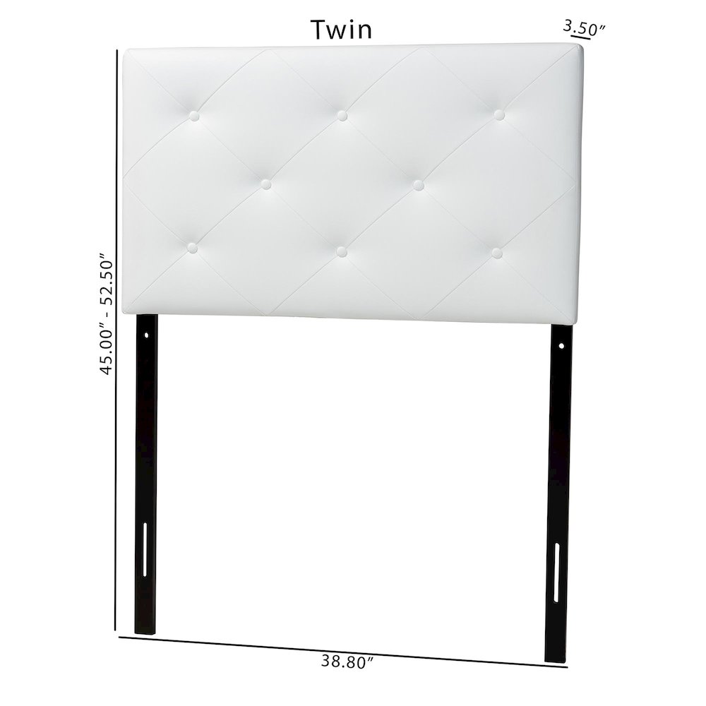 White Faux Leather Upholstered Twin Size Headboard. Picture 7
