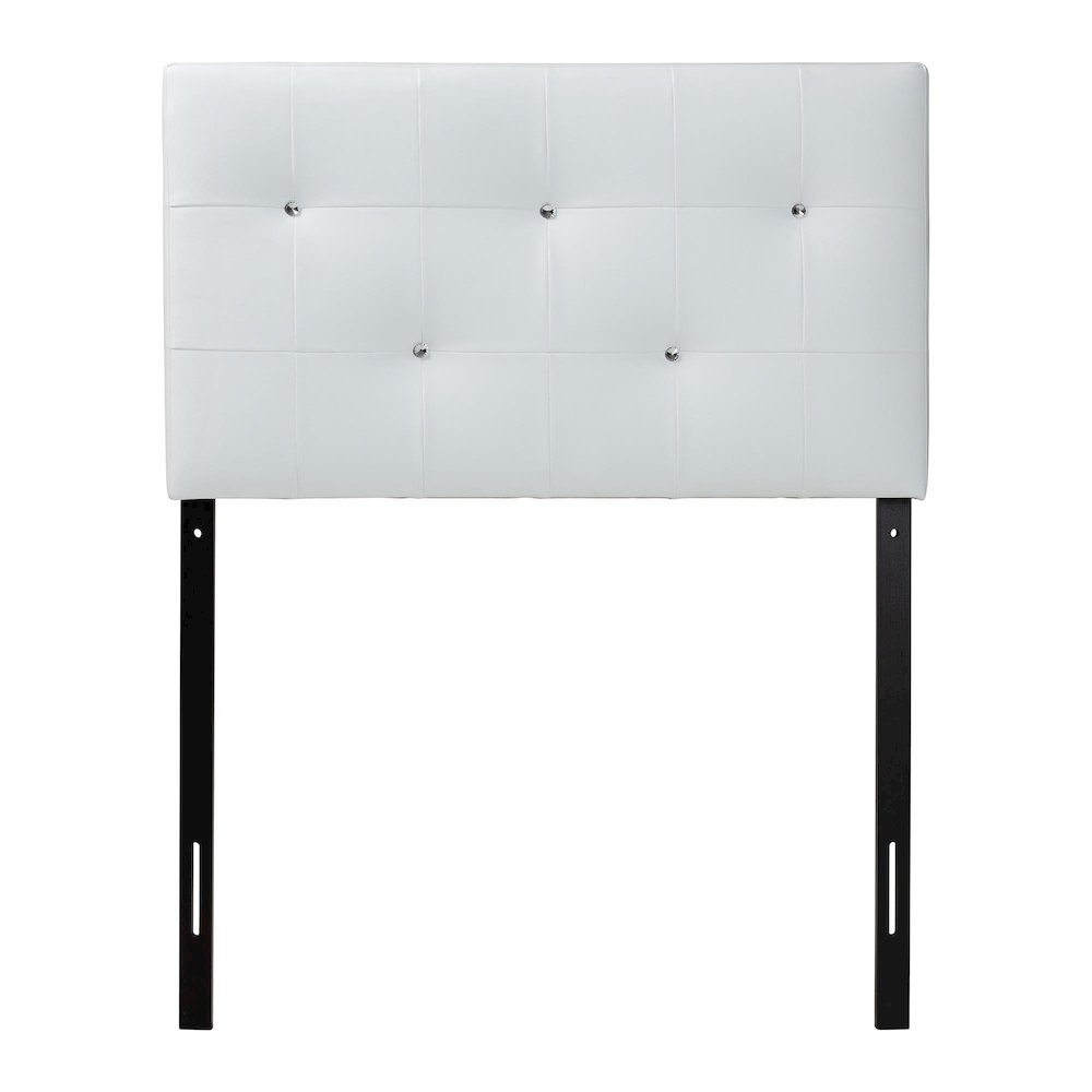 White Faux Leather Upholstered Twin Size Headboard. Picture 3