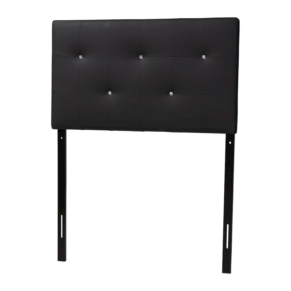 Black Faux Leather Upholstered Twin Size Headboard. Picture 1