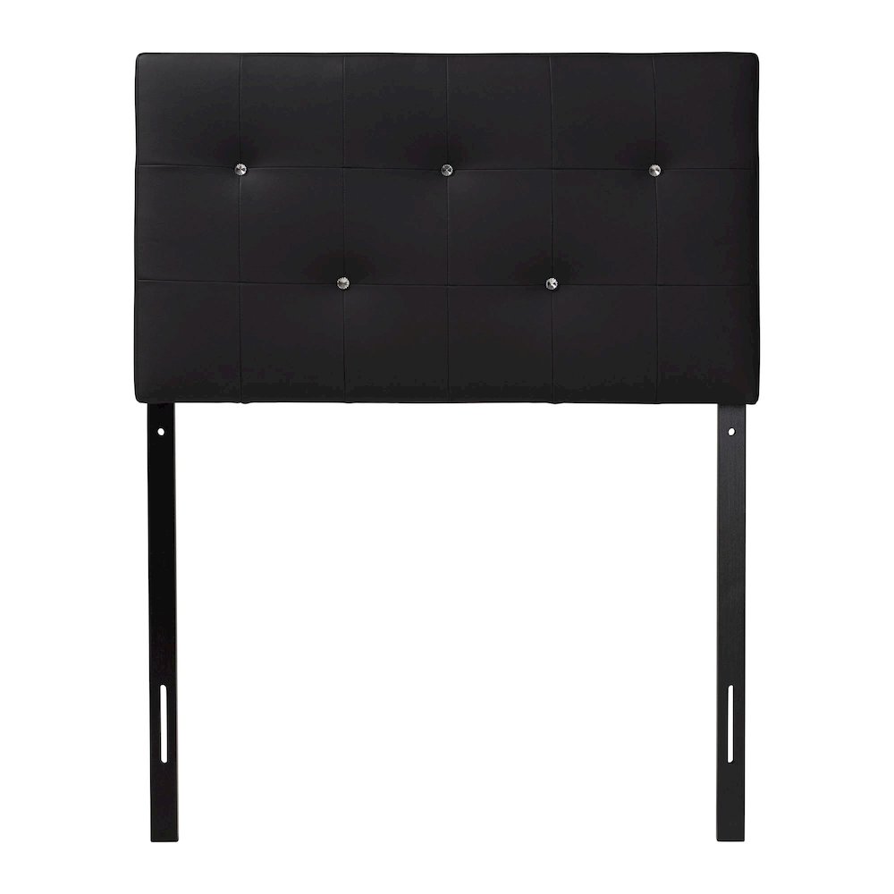 Black Faux Leather Upholstered Twin Size Headboard. Picture 3