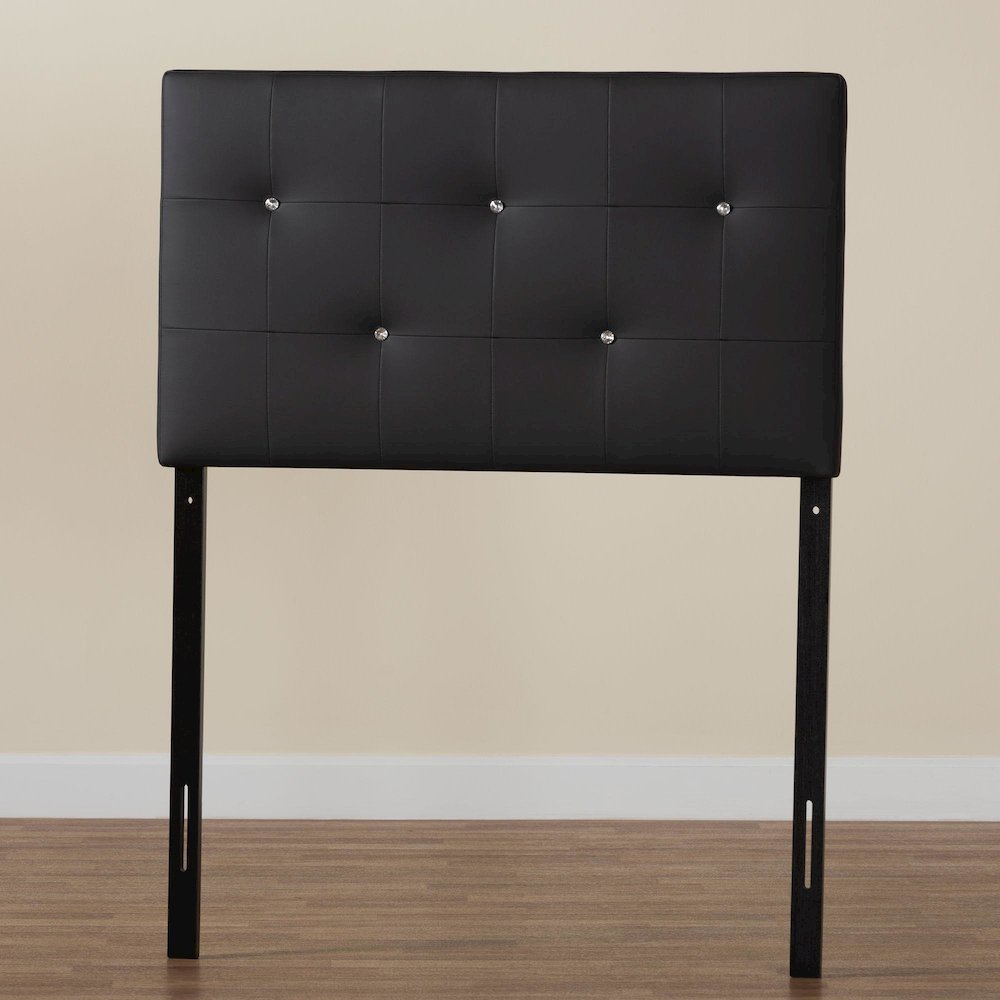 Black Faux Leather Upholstered Twin Size Headboard. Picture 6