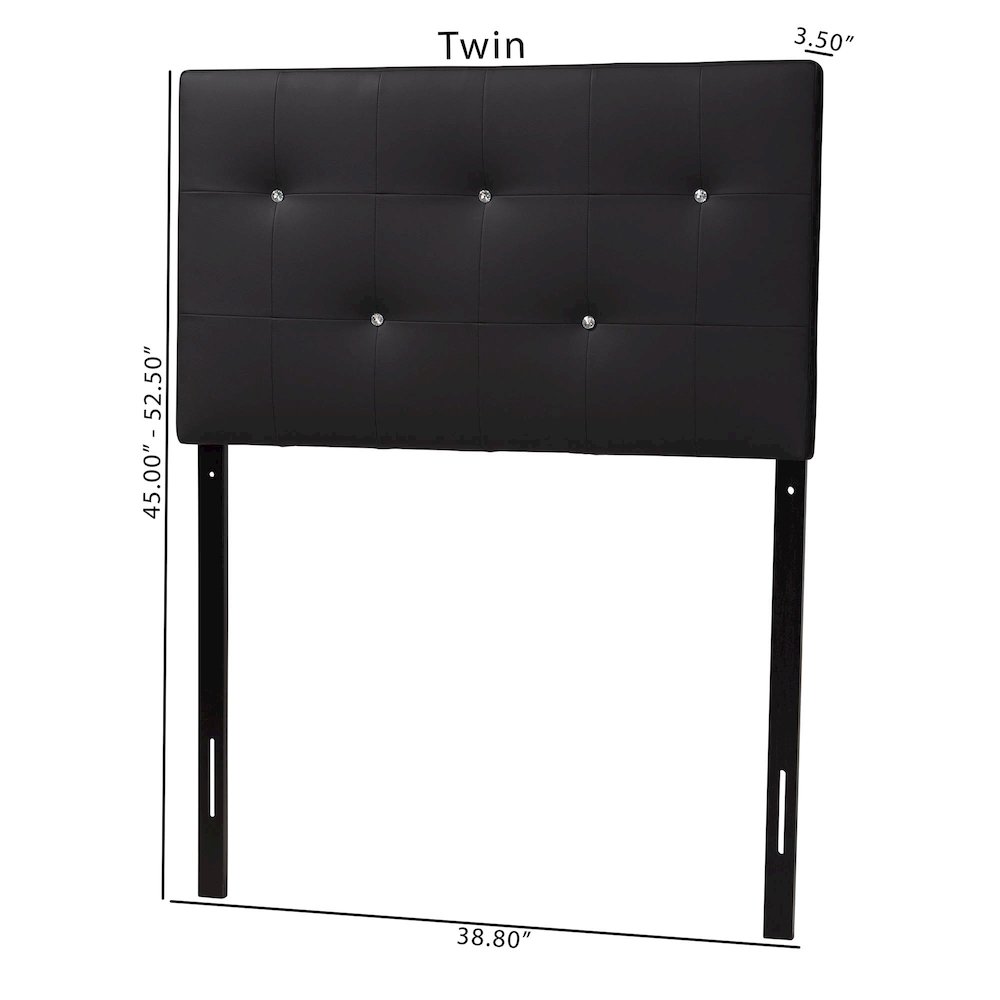 Black Faux Leather Upholstered Twin Size Headboard. Picture 7