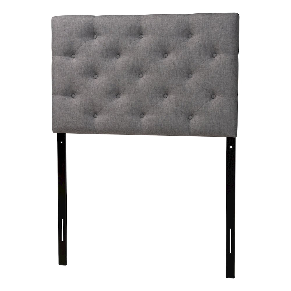Grey Fabric Upholstered Button-Tufted Twin Size Headboard. Picture 2