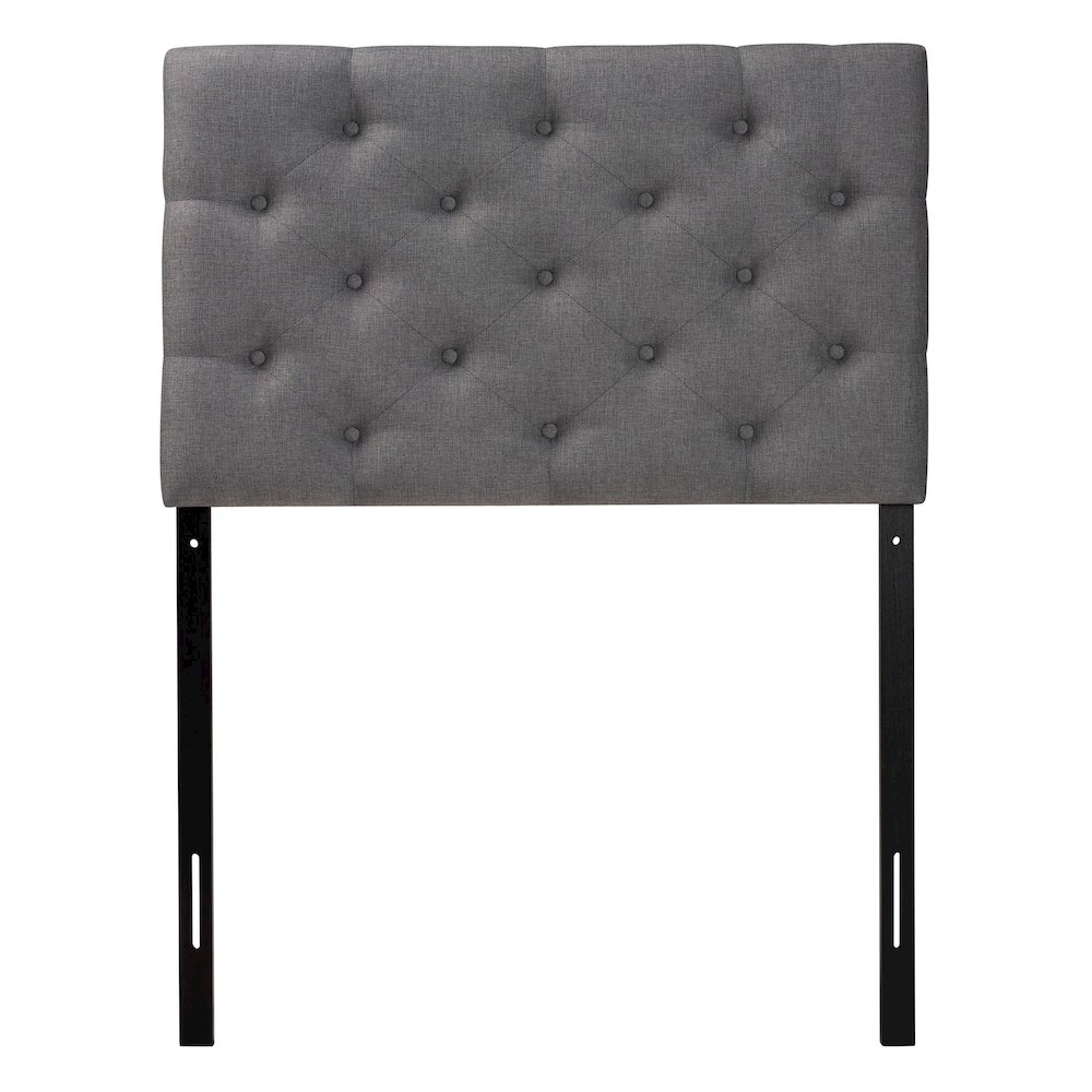 Grey Fabric Upholstered Button-Tufted Twin Size Headboard. Picture 3