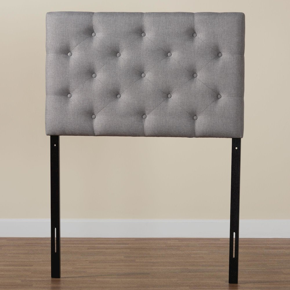 Grey Fabric Upholstered Button-Tufted Twin Size Headboard. Picture 6
