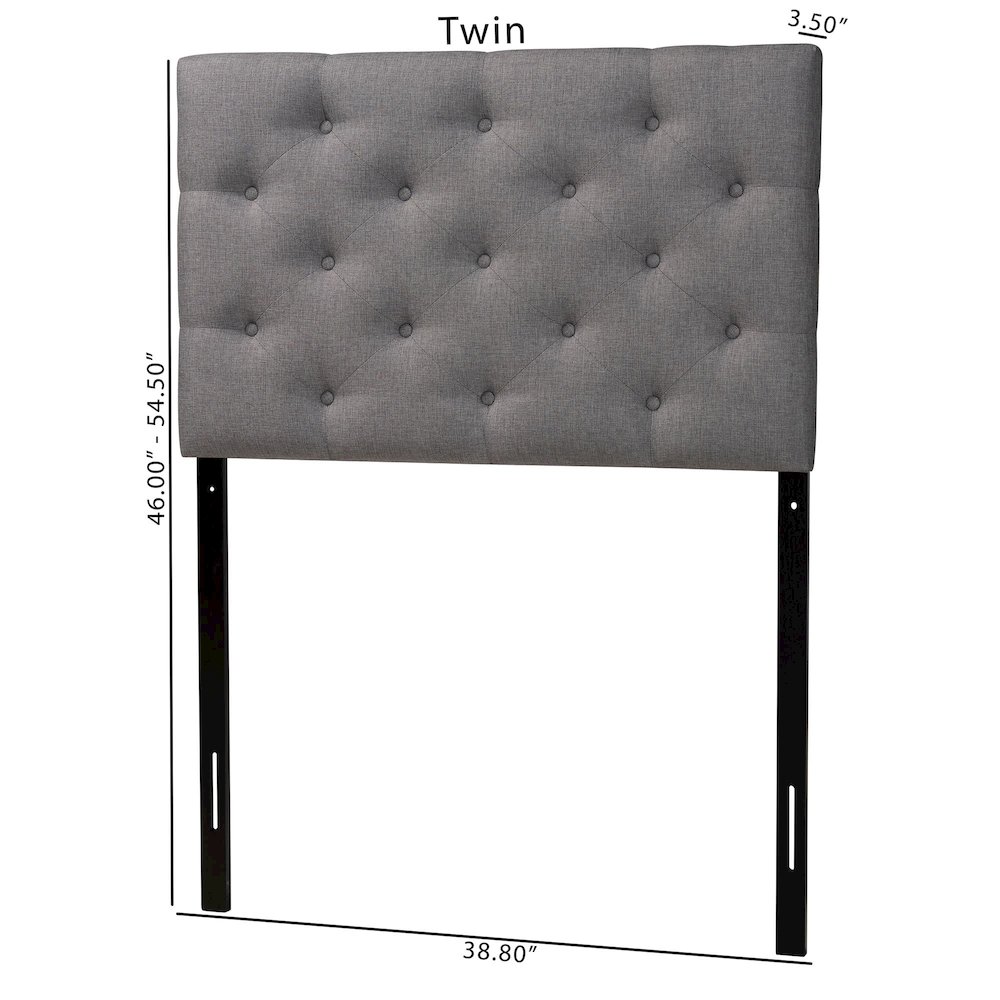 Grey Fabric Upholstered Button-Tufted Twin Size Headboard. Picture 7