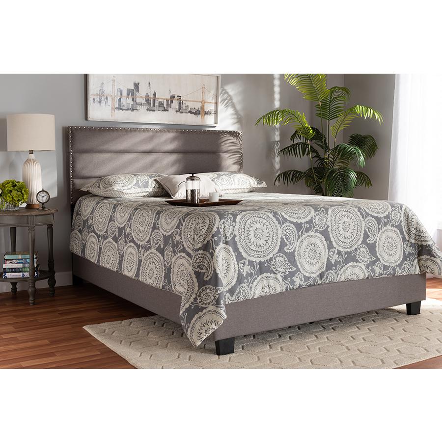 Baxton Studio Ansa Modern and Contemporary Grey Fabric Upholstered Queen Size Bed. Picture 12