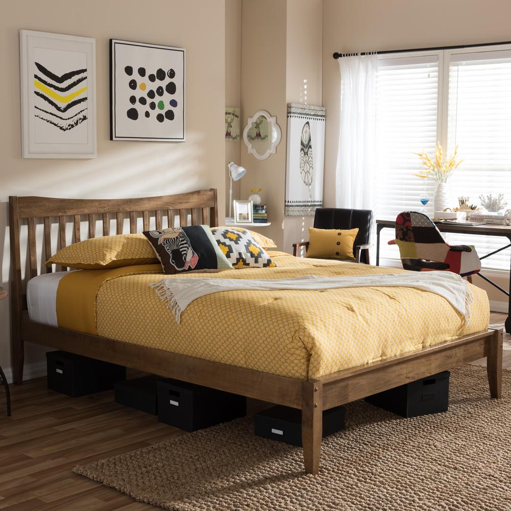 Solid Walnut Wood Curvaceous Slatted Queen Size Platform Bed. Picture 10