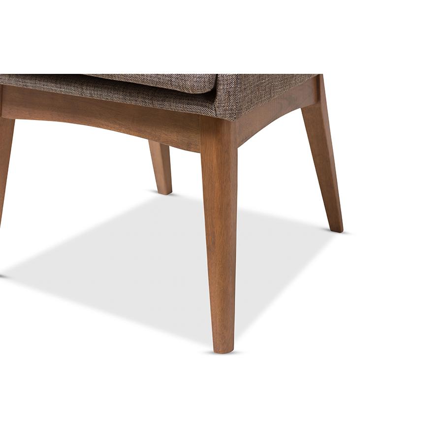 Gravel Fabric Upholstered and Walnut Brown Finished Wood 5-Piece Dining Set. Picture 6