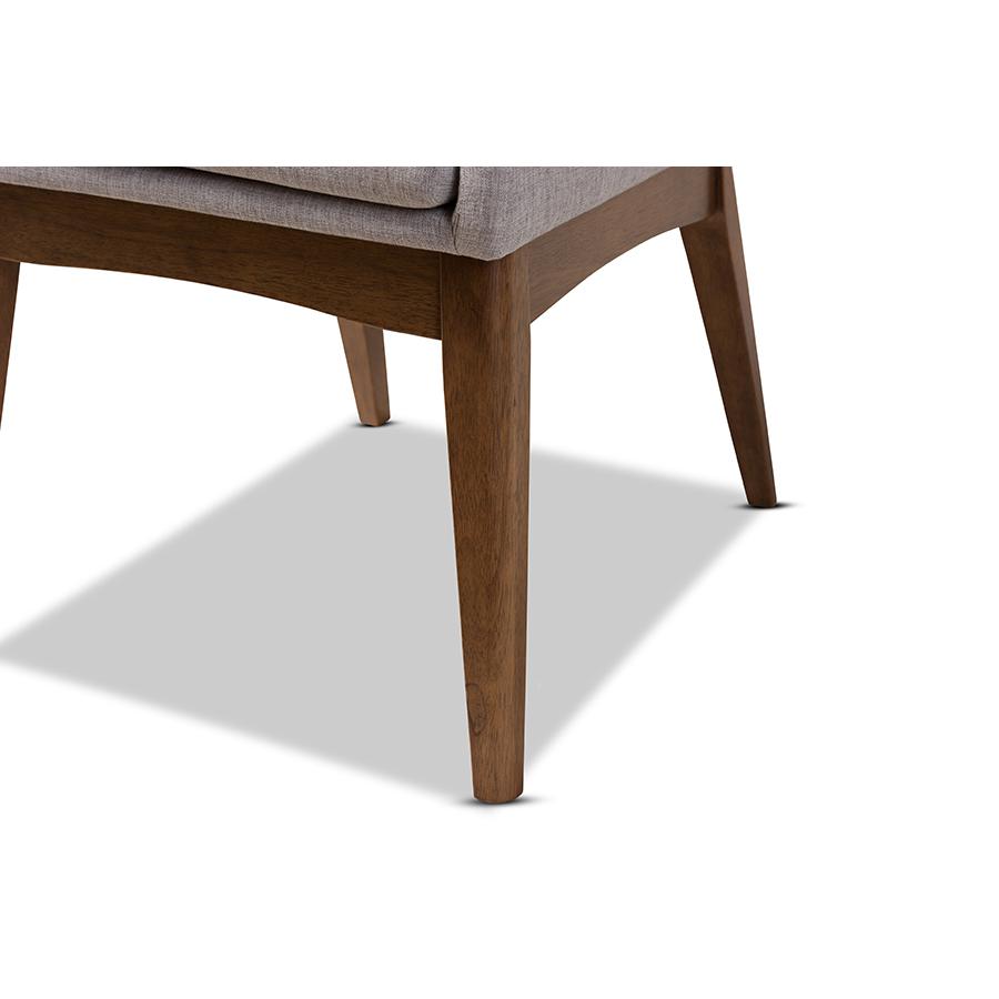 Walnut Wood Finishing Greyish Beige Fabric Dining Side Chair (Set of 2). Picture 4