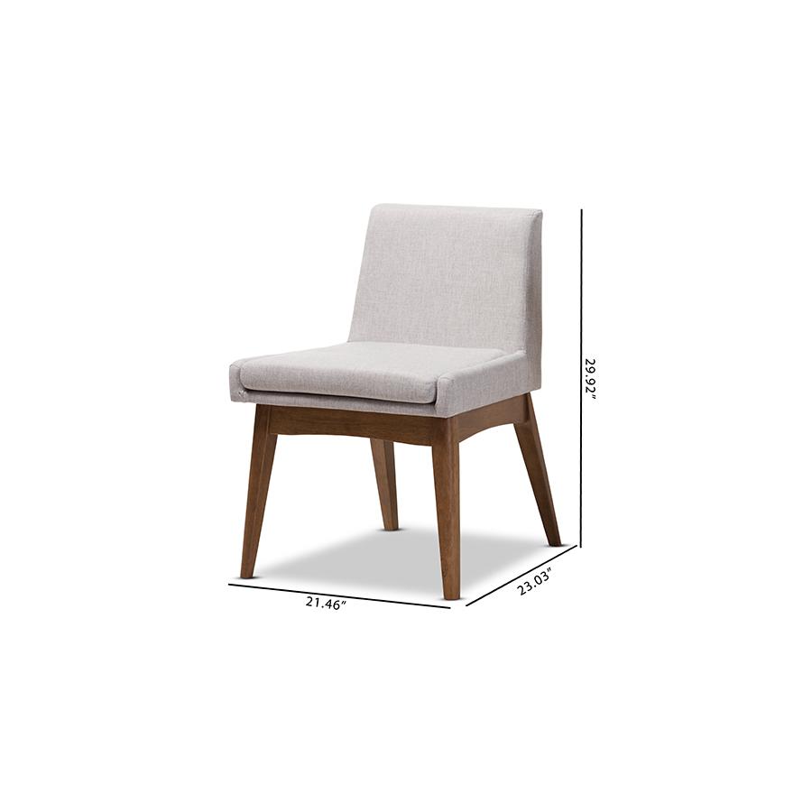 Walnut Wood Finishing Greyish Beige Fabric Dining Side Chair (Set of 2). Picture 7