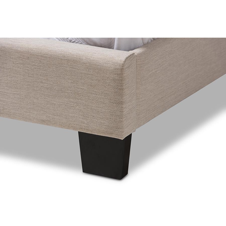 Baxton Studio Brookfield Modern and Contemporary Beige Fabric Twin Size Bed. Picture 5