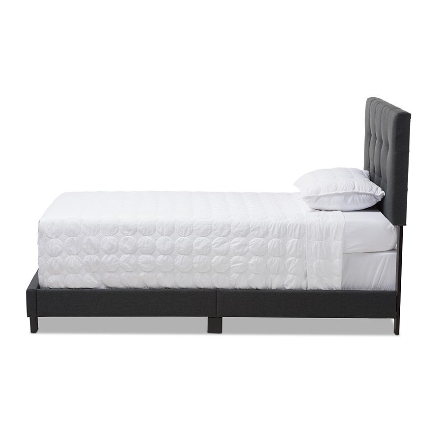 Charcoal Grey Fabric Twin Size Bed. Picture 2
