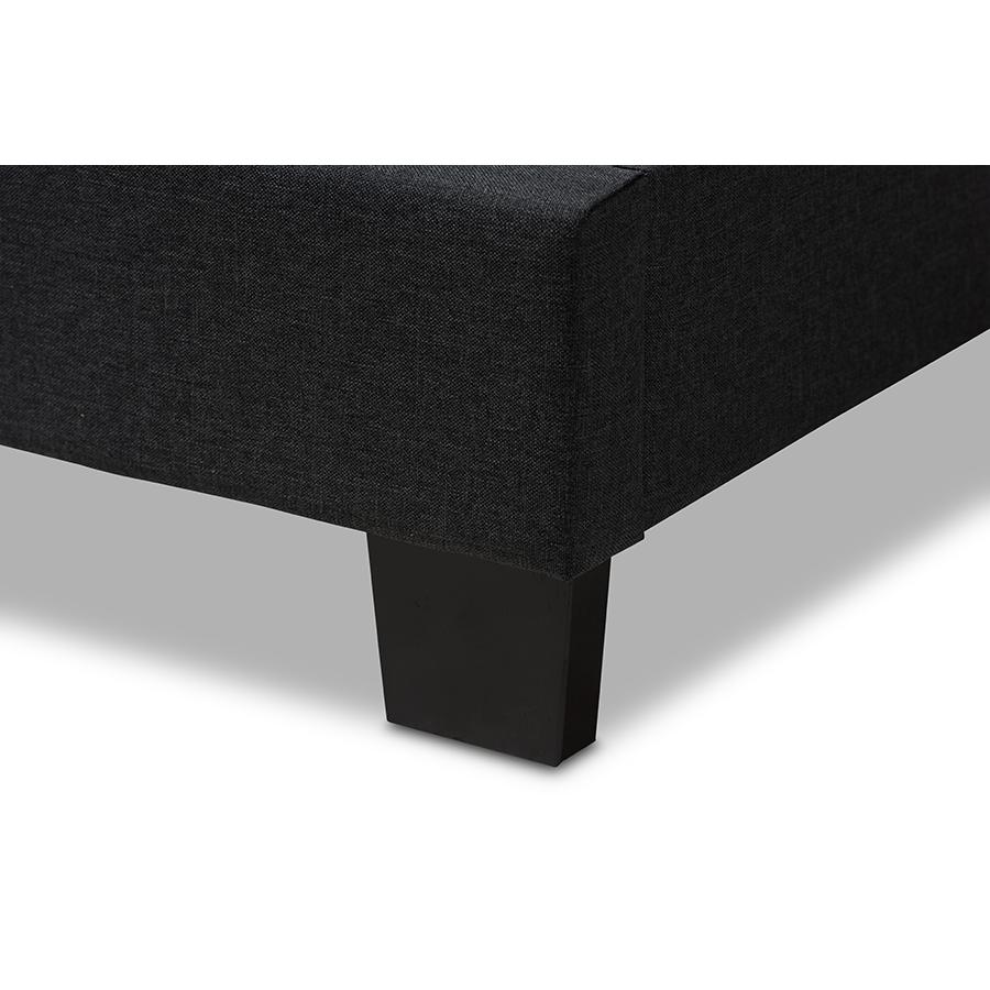 Charcoal Grey Fabric Twin Size Bed. Picture 5