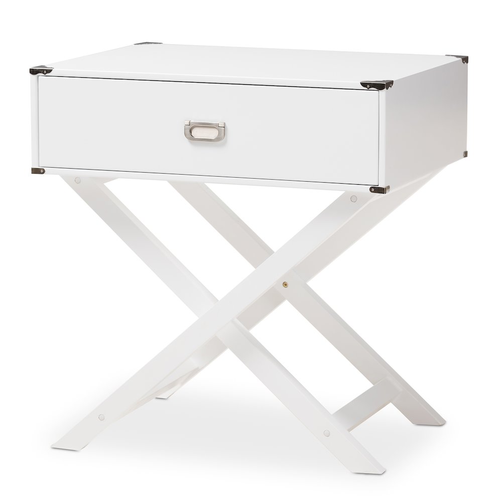 Curtice Modern And  White 1-Drawer Wooden End Table. Picture 1