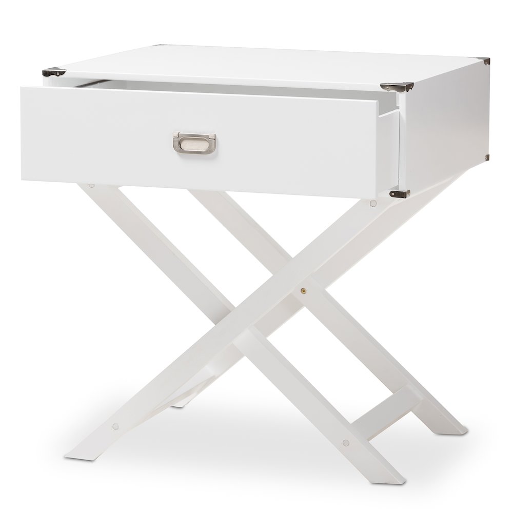 Curtice Modern And  White 1-Drawer Wooden End Table. Picture 2