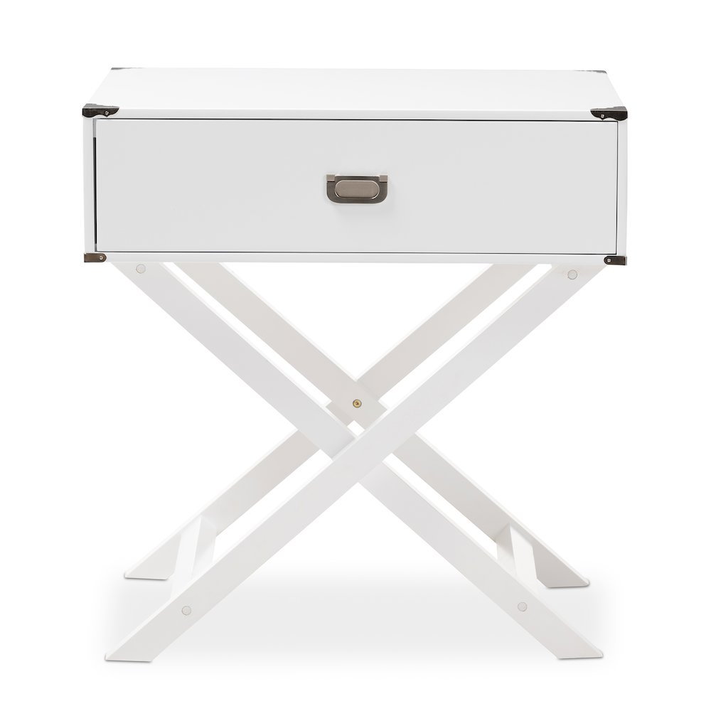Curtice Modern And  White 1-Drawer Wooden End Table. Picture 3