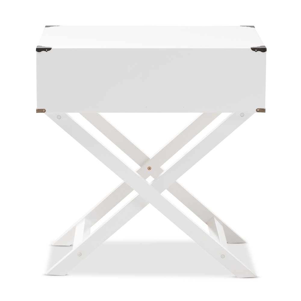 Curtice Modern And  White 1-Drawer Wooden End Table. Picture 5