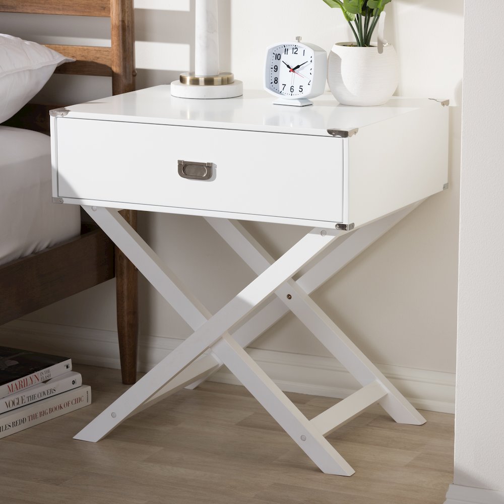 Curtice Modern And  White 1-Drawer Wooden End Table. Picture 6