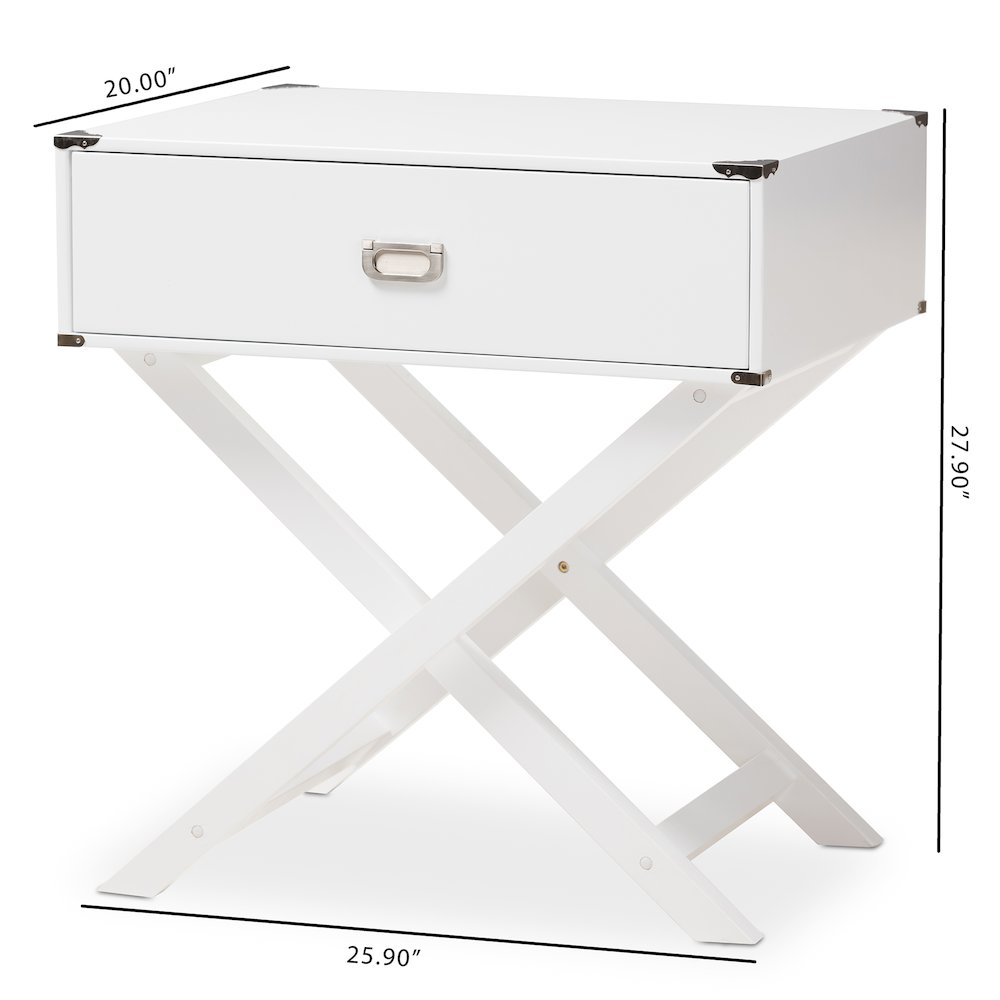 Curtice Modern And  White 1-Drawer Wooden End Table. Picture 8