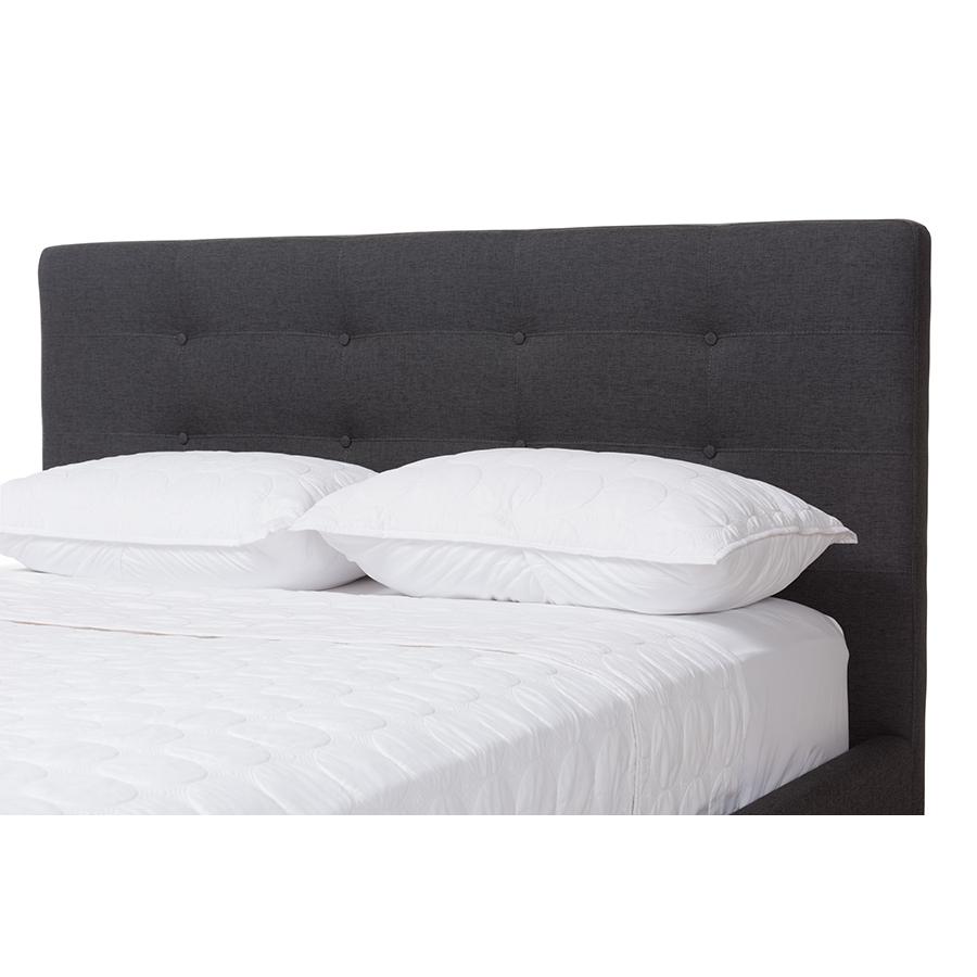 Valencia Mid-Century Modern Dark Grey Fabric Full Size Platform Bed. Picture 5