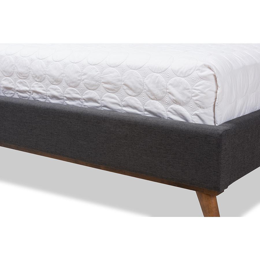 Valencia Mid-Century Modern Dark Grey Fabric Full Size Platform Bed. Picture 6