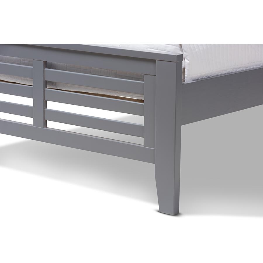 Classic Mission Style Grey-Finished Wood Twin Platform Bed with Trundle. Picture 8