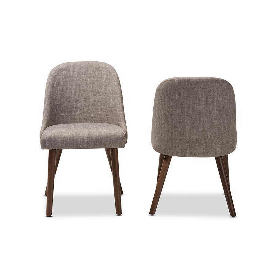Light Grey Fabric Upholstered Walnut Finished Wood Dining Chair (Set of 2). Picture 2