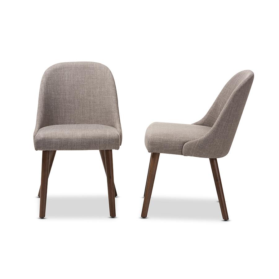 Light Grey Fabric Upholstered Walnut Finished Wood Dining Chair (Set of 2). Picture 3