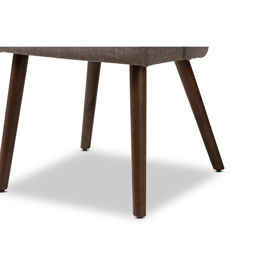 Light Grey Fabric Upholstered Walnut Finished Wood Dining Chair (Set of 2). Picture 5