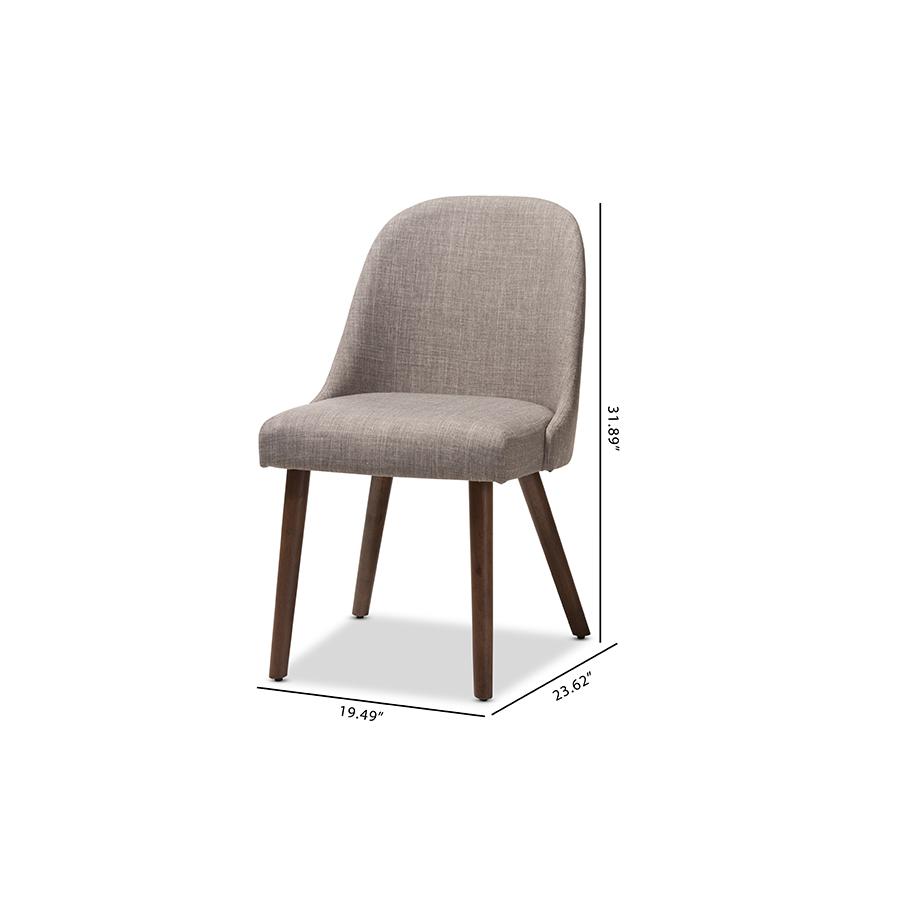 Light Grey Fabric Upholstered Walnut Finished Wood Dining Chair (Set of 2). Picture 8