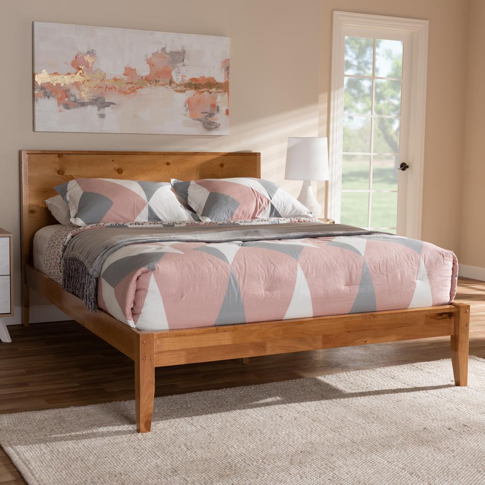 and Rustic Natural Oak and Pine Finished Wood King Size Platform Bed. Picture 16