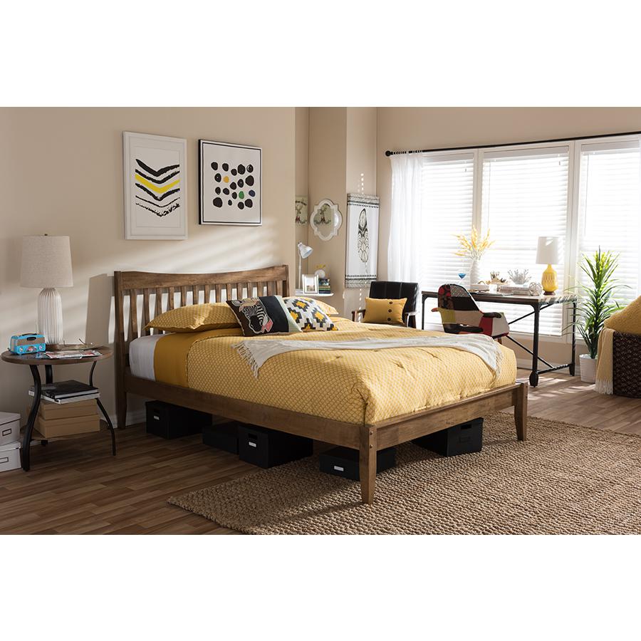 Solid Walnut Wood Curvaceous Slatted Queen Size Platform Bed. Picture 11