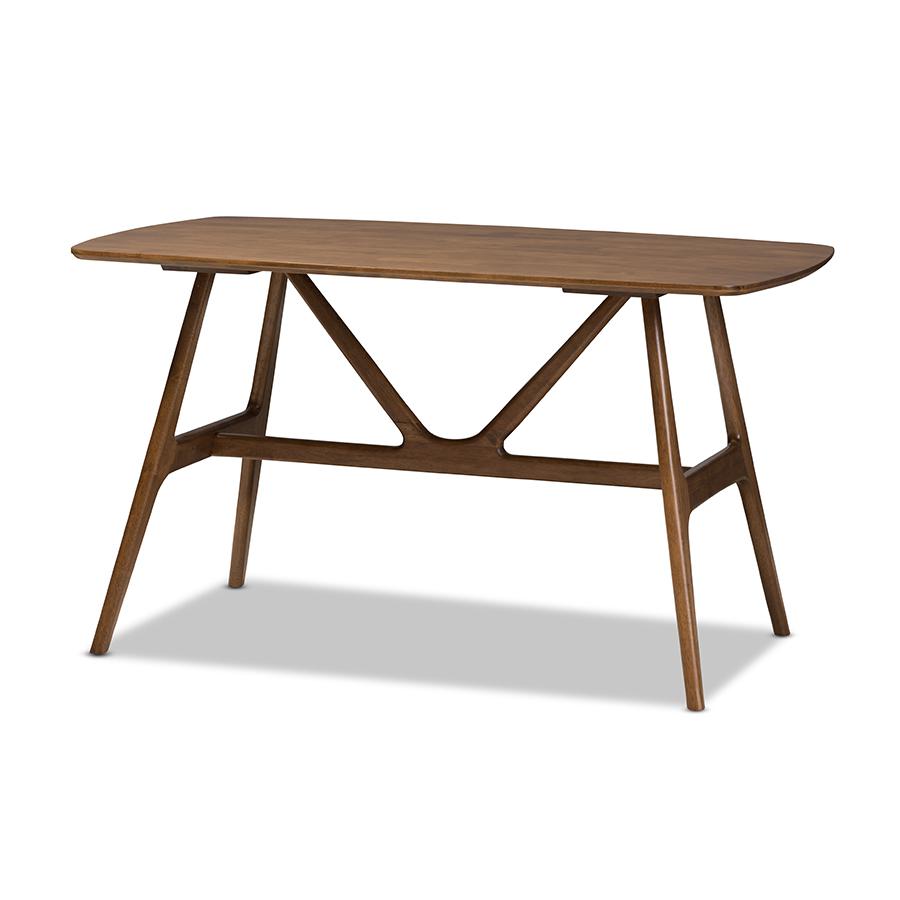 Wyatt Mid-Century Modern Walnut Wood 5-Piece Dining Set. Picture 4