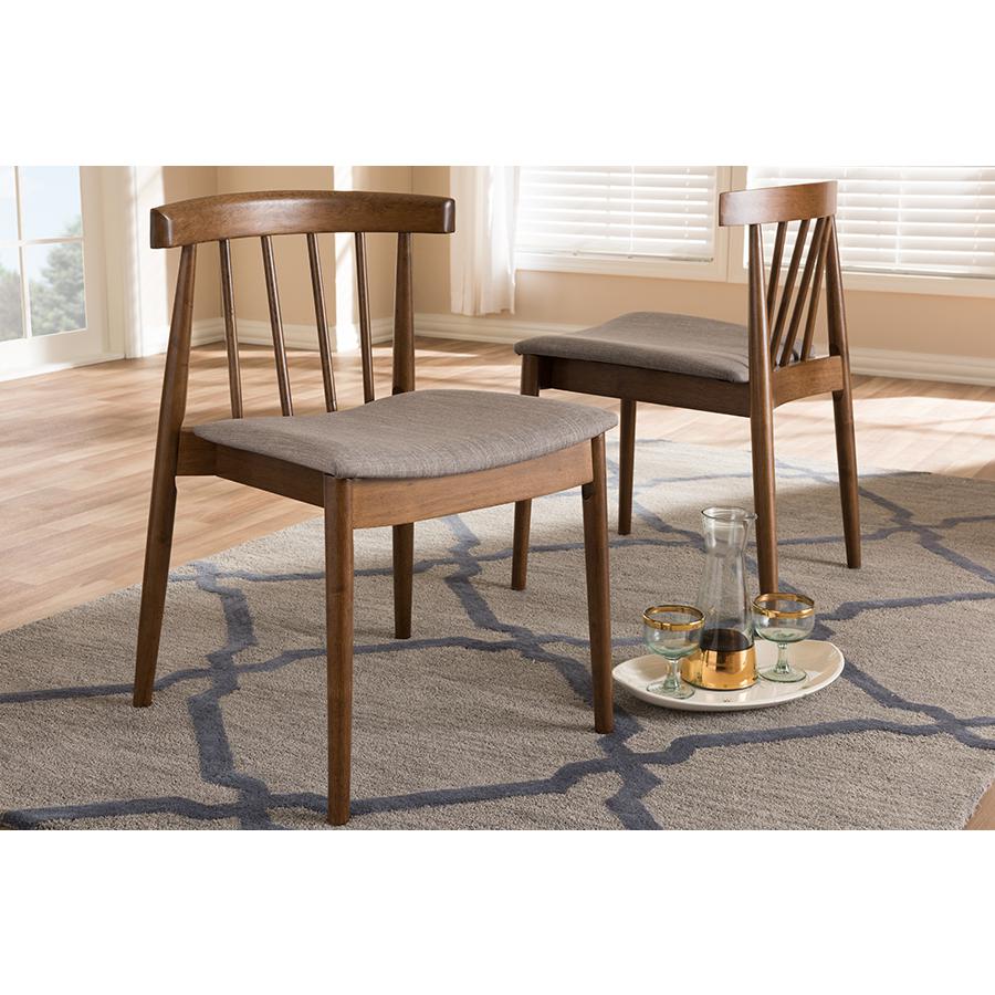 Wyatt Mid-Century Modern Walnut Wood Dining Chair (Set of 2). Picture 5