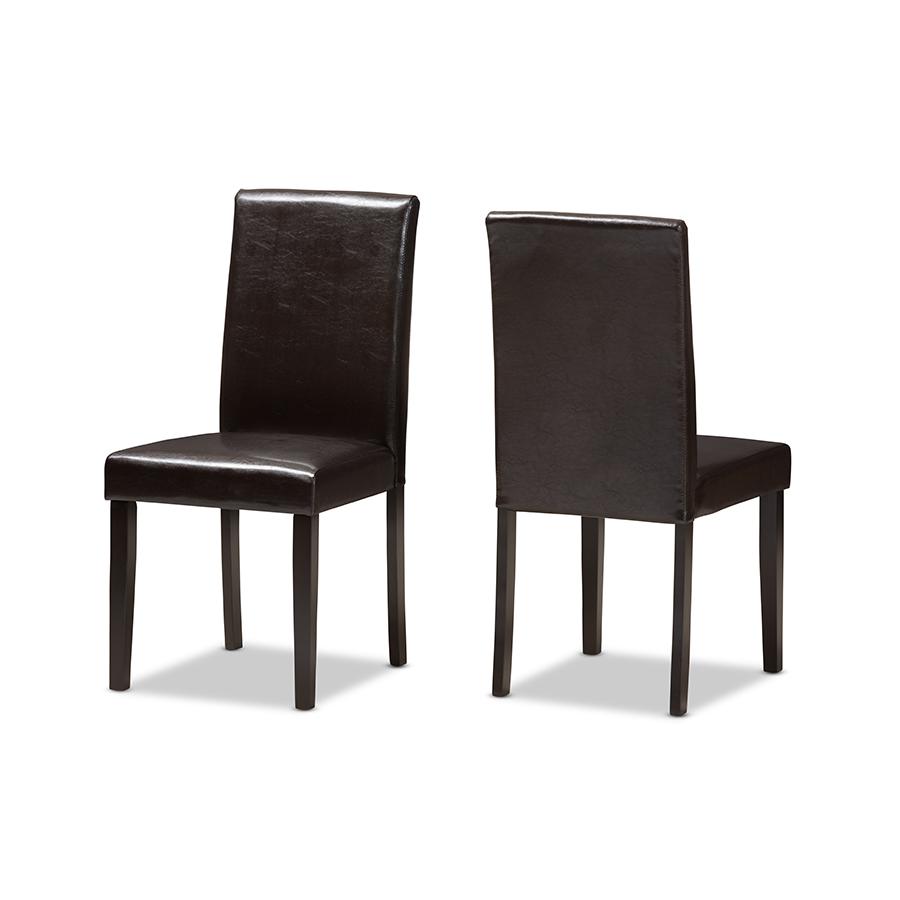 Dark Brown Faux Leather Upholstered 5-Piece Dining Set. Picture 2