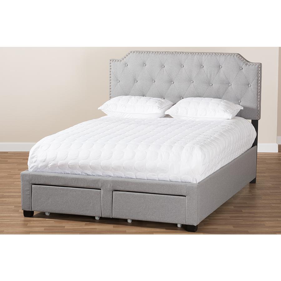 Aubrianne Modern and Contemporary Grey Fabric Upholstered Queen Storage Bed. Picture 12