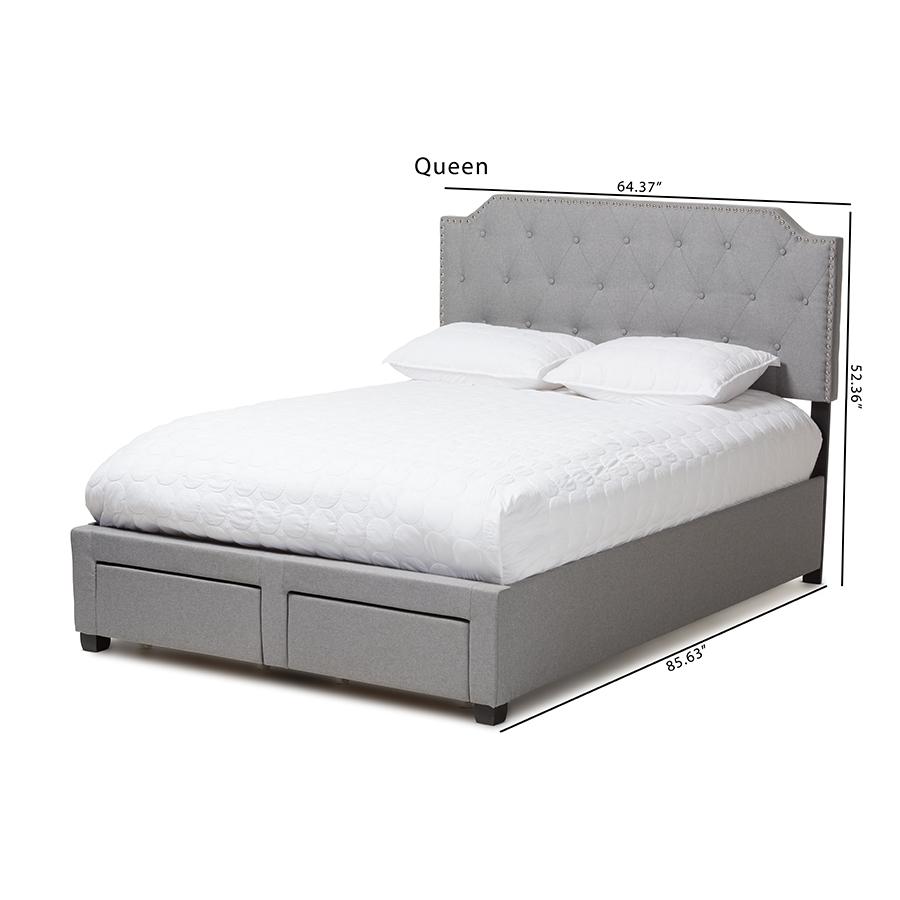 Aubrianne Modern and Contemporary Grey Fabric Upholstered Queen Storage Bed. Picture 13