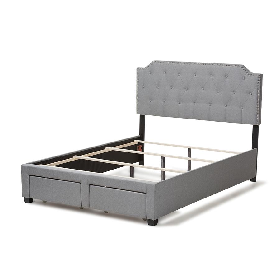 Aubrianne Modern and Contemporary Grey Fabric Upholstered Queen Storage Bed. Picture 5