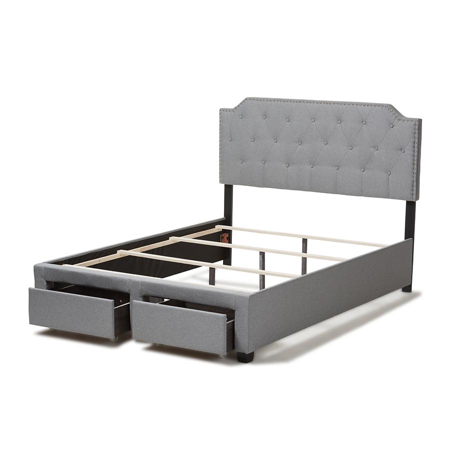 Aubrianne Modern and Contemporary Grey Fabric Upholstered Queen Storage Bed. Picture 6