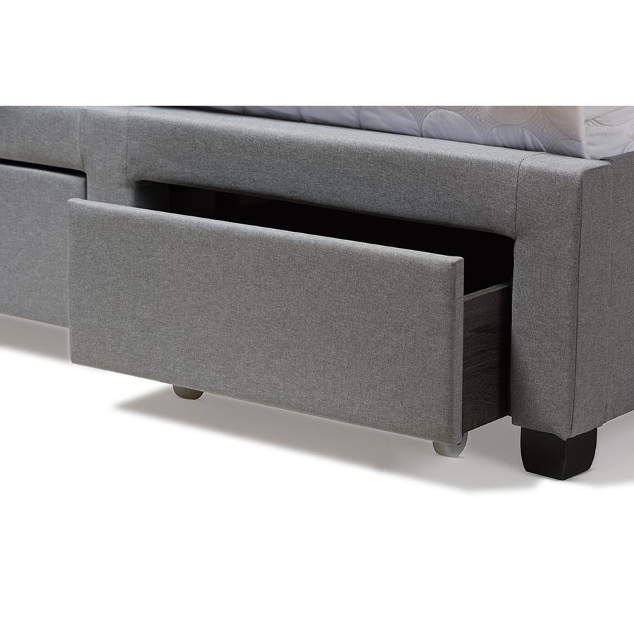Aubrianne Modern and Contemporary Grey Fabric Upholstered Queen Storage Bed. Picture 8