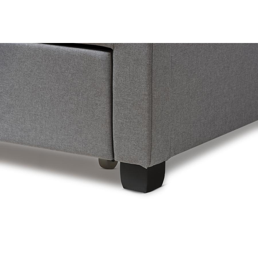 Aubrianne Modern and Contemporary Grey Fabric Upholstered Queen Storage Bed. Picture 9