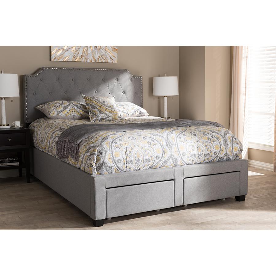 Aubrianne Modern and Contemporary Grey Fabric Upholstered Queen Storage Bed. Picture 10
