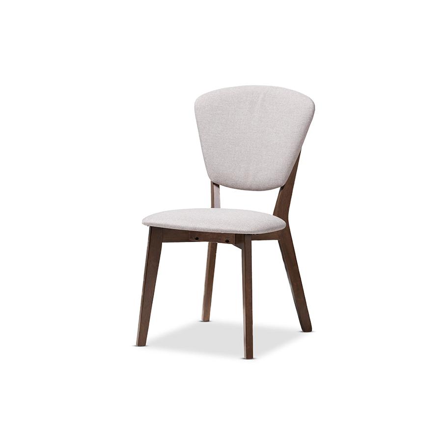 Walnut-Finished Light Grey Fabric Upholstered 5-Piece Dining Set. Picture 2