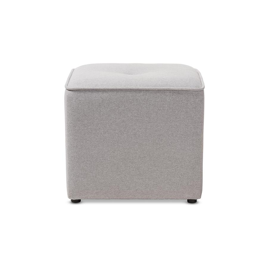Corinne Modern and Contemporary Light Grey Fabric Upholstered Ottoman. Picture 2