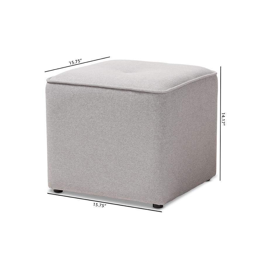 Corinne Modern and Contemporary Light Grey Fabric Upholstered Ottoman. Picture 6