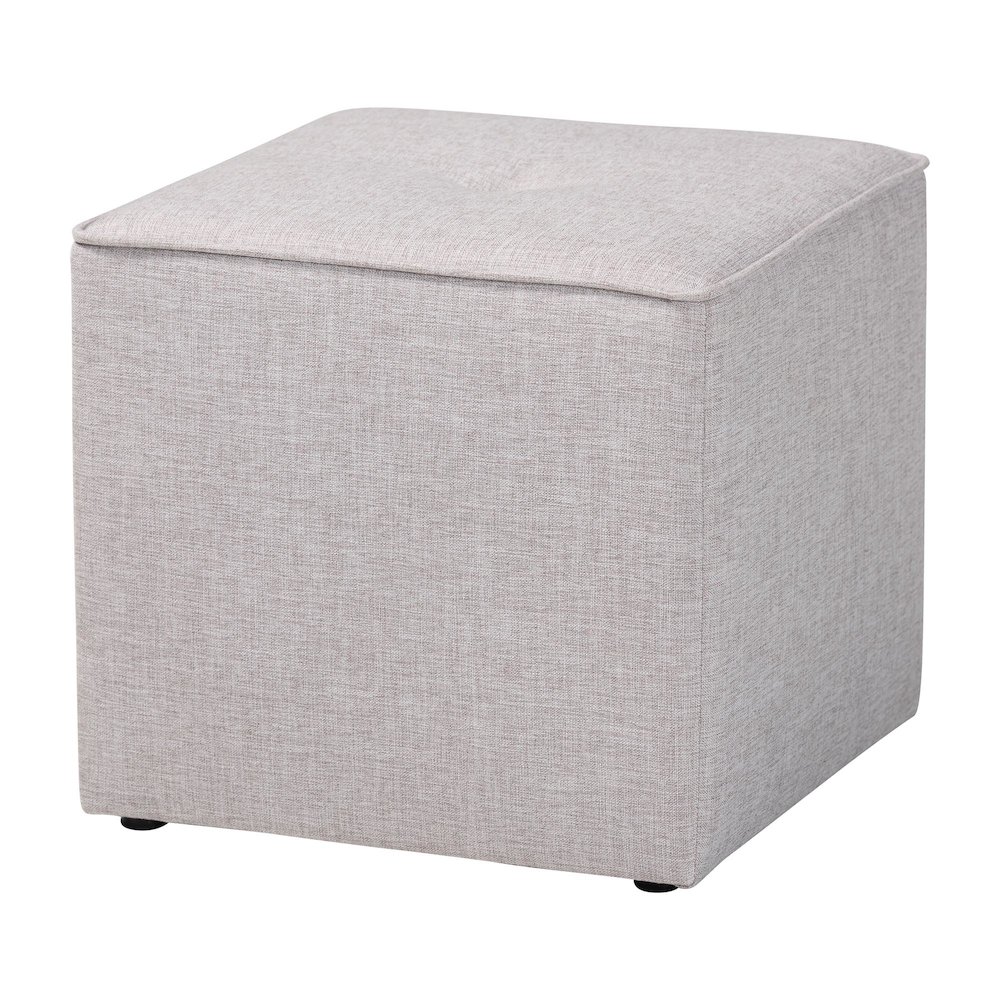 Corinne Modern and Contemporary Light Grey Fabric Upholstered Ottoman. Picture 1