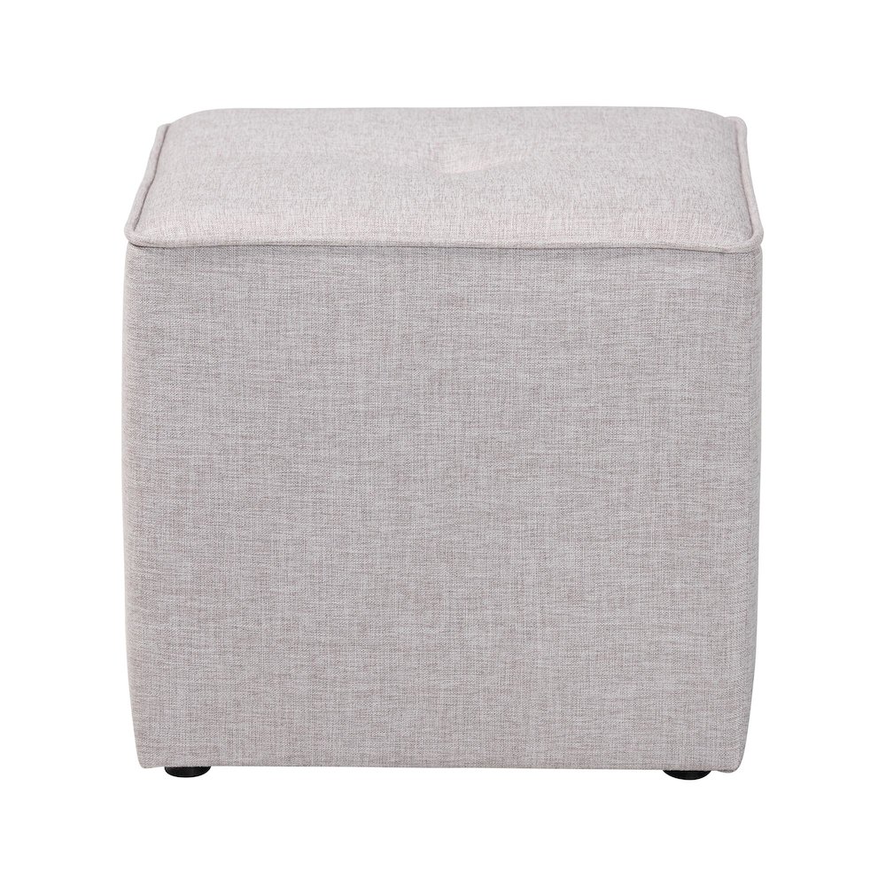Corinne Modern and Contemporary Light Grey Fabric Upholstered Ottoman. Picture 2