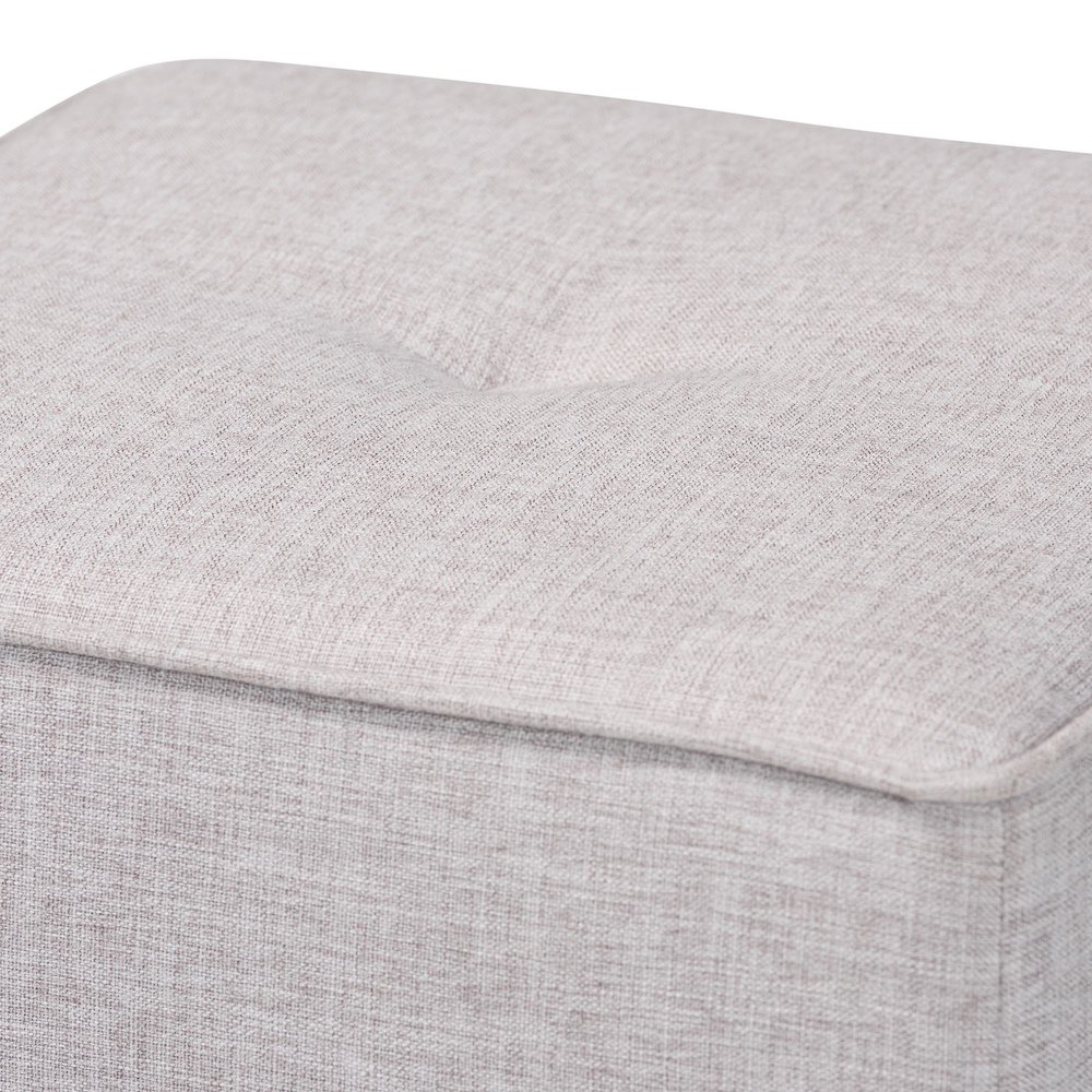 Corinne Modern and Contemporary Light Grey Fabric Upholstered Ottoman. Picture 3