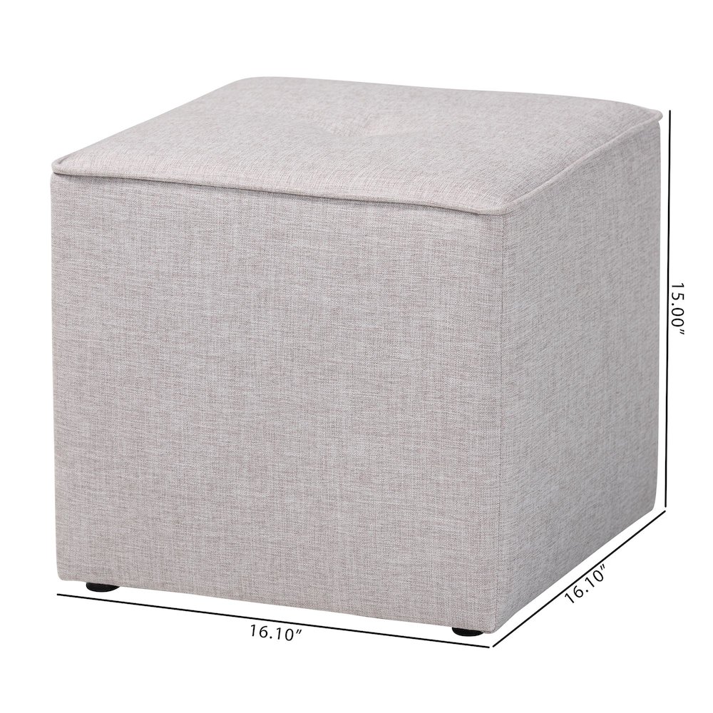 Corinne Modern and Contemporary Light Grey Fabric Upholstered Ottoman. Picture 4